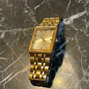 Bulova Gold Rectangular Watch